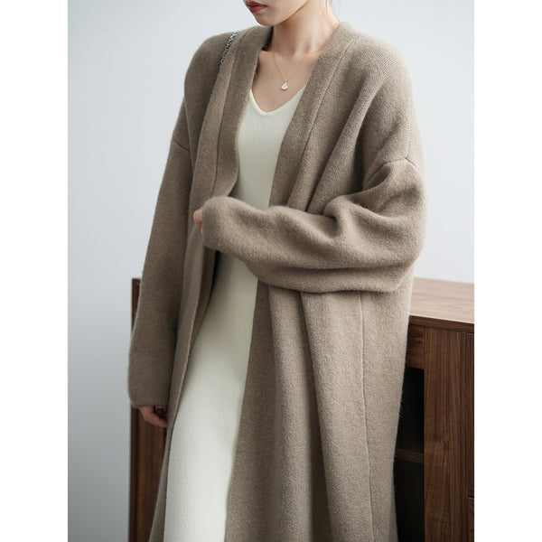 Womens Casual Long-sleeve Solid-color Sweater Cardigan - JIMY 
