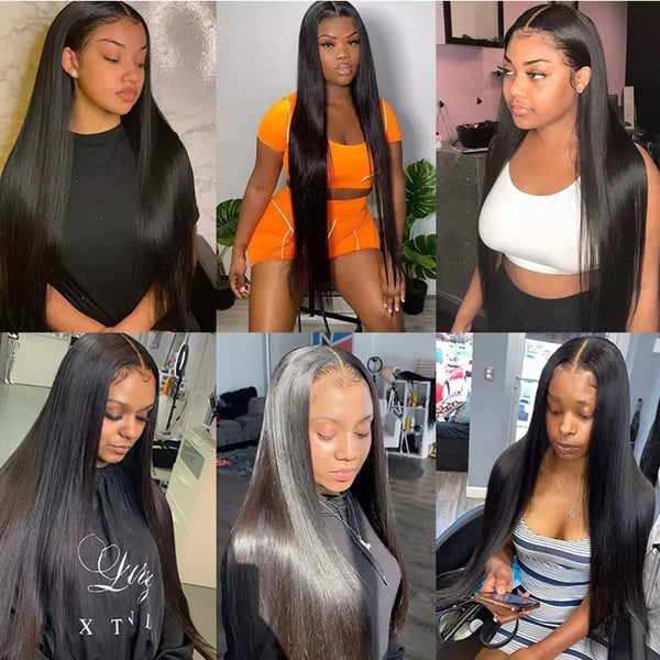 Chemical Fiber Headgear, Black Turban, Long Straight Hair, Front Lace Wig, Straight Hair - JIMY 