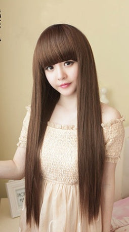 Wig Female Long Straight Hair Long Hair With Bangs And Pear Flower Head - JIMY 