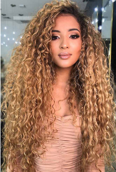 Ladies Long Curly Hair African Small Curly Hair Gradient Color Chemical Fiber Headgear - JIMY 
