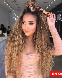 Ladies Long Curly Hair African Small Curly Hair Gradient Color Chemical Fiber Headgear - JIMY 