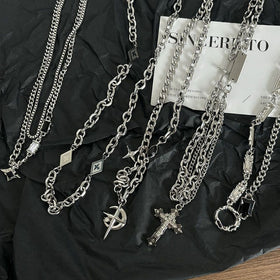 Mangxing Cross Necklace Set Edgy Hip-Hop Style - JIMY 