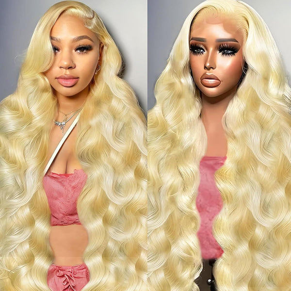 Hand-woven Front Lace Synthetic Wigs Golden Big Wave Long Curly Hair - JIMY 