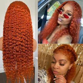 Front Lace Small Curly Orange Curly Hair Chemical Fiber Fake Head Cover - JIMY 