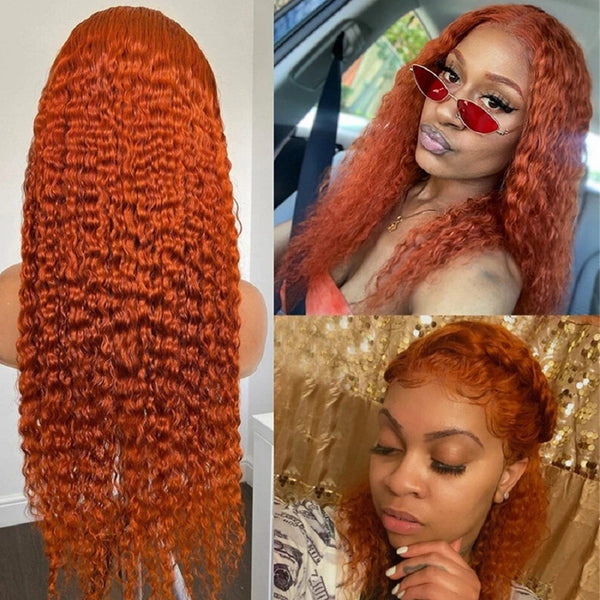Front Lace Small Curly Orange Curly Hair Chemical Fiber Fake Head Cover - JIMY 