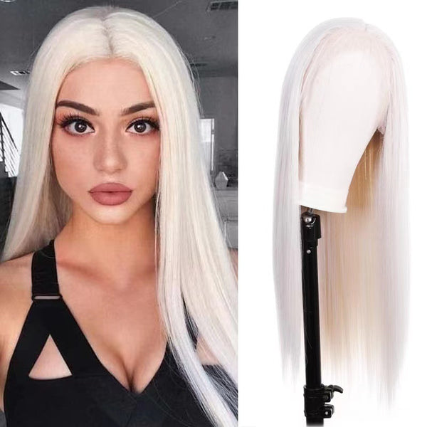 Front Lace Mid-length Straight Hair Women's High Temperature Synthetic Fiber Wigs - JIMY 