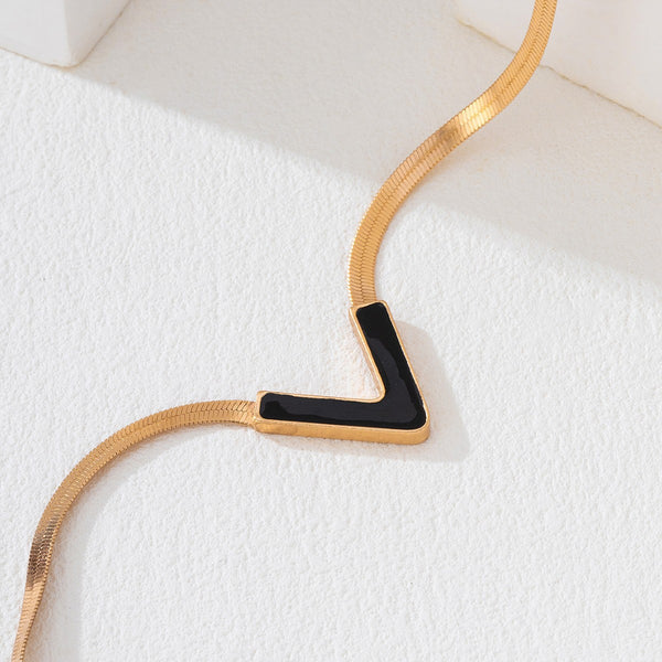 Stylish, Personalized Titanium Steel V-Shaped Necklace With A Sophisticated Look - JIMY 