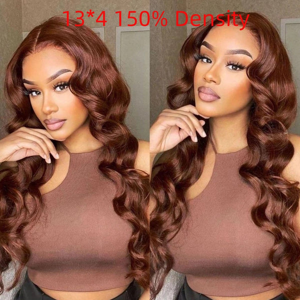 Front Lace Wavy Brown Lace Front Hair Human Wigs - JIMY 