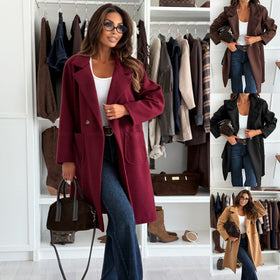 Autumn And Winter Fashion Simple Solid Color Long Sleeve Single-breasted Wool Coat - JIMY 