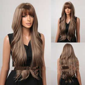 Wig With Bangs Big Wavy Long Curly Hair - JIMY 