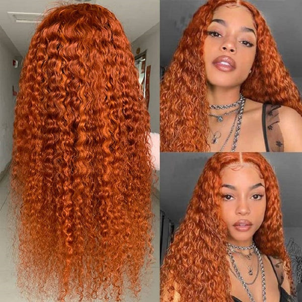 Front Lace Small Curly Orange Curly Hair Chemical Fiber Fake Head Cover - JIMY 