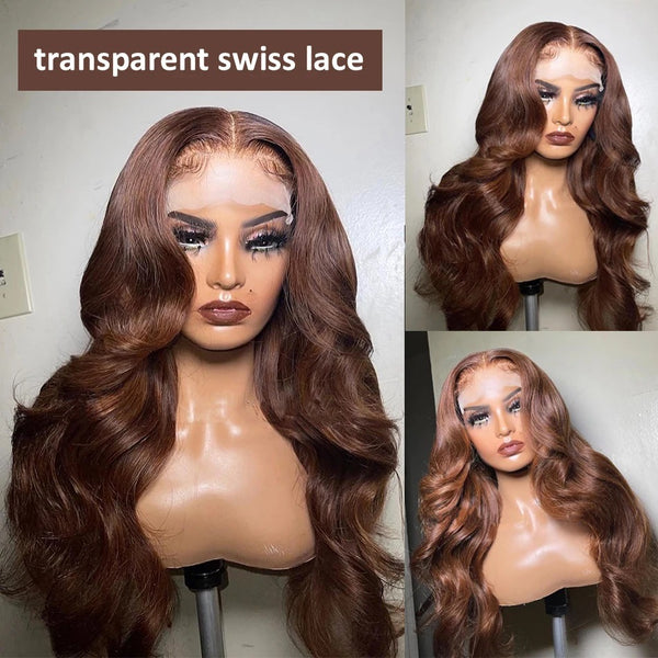 Front Lace Wavy Brown Lace Front Hair Human Wigs - JIMY 