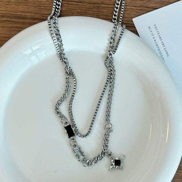 Mangxing Cross Necklace Set Edgy Hip-Hop Style - JIMY 