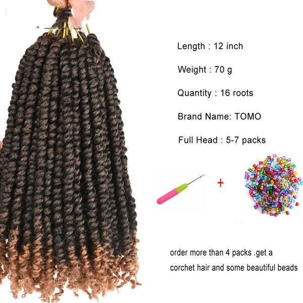 TOMO Pre-twisted Passion Twist Crochet African Dirty Braids Crochet Hair - JIMY 