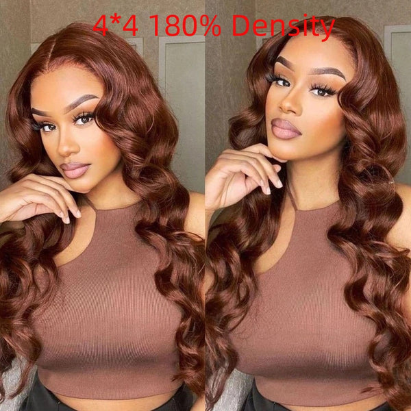 Front Lace Wavy Brown Lace Front Hair Human Wigs - JIMY 