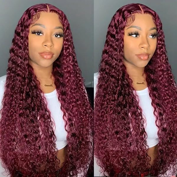 Fashion Wine Red Wig Front Lace Small Roll Wound Tube Afro Synthetic Wigs - JIMY 
