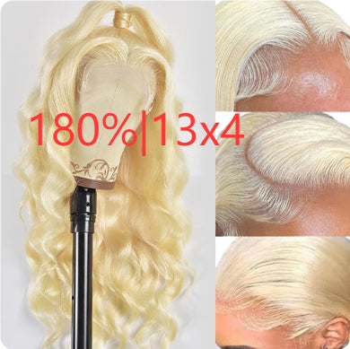 Hand-woven Front Lace Synthetic Wigs Golden Big Wave Long Curly Hair - JIMY 