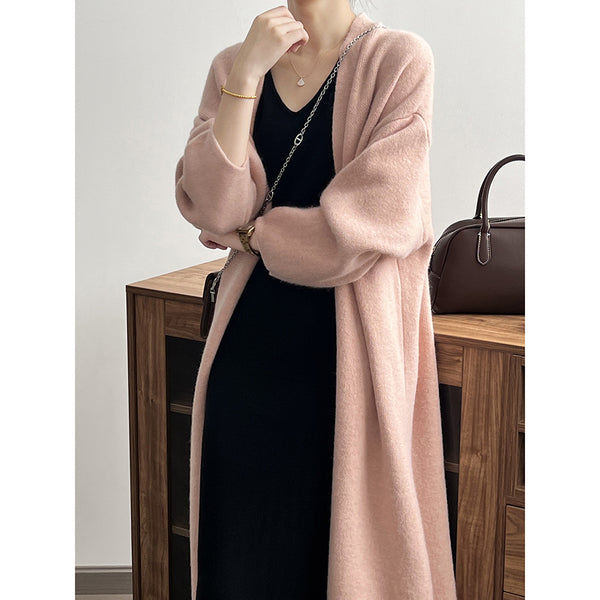 Womens Casual Long-sleeve Solid-color Sweater Cardigan - JIMY 