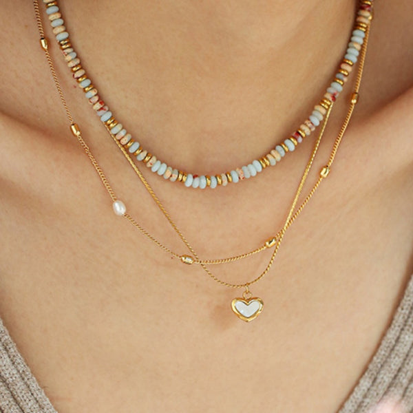 Minimalist And Cold Ins Style Fashionable Design Natural Stone Beaded Necklace - JIMY 