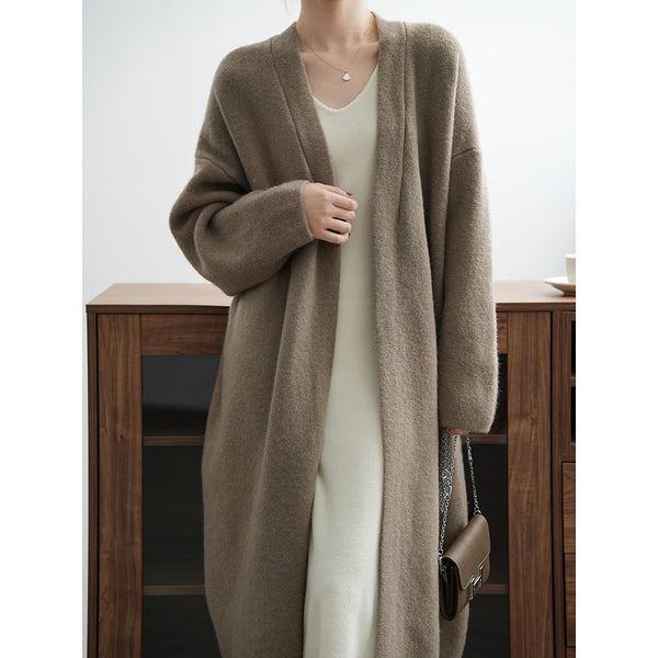 Womens Casual Long-sleeve Solid-color Sweater Cardigan - JIMY 