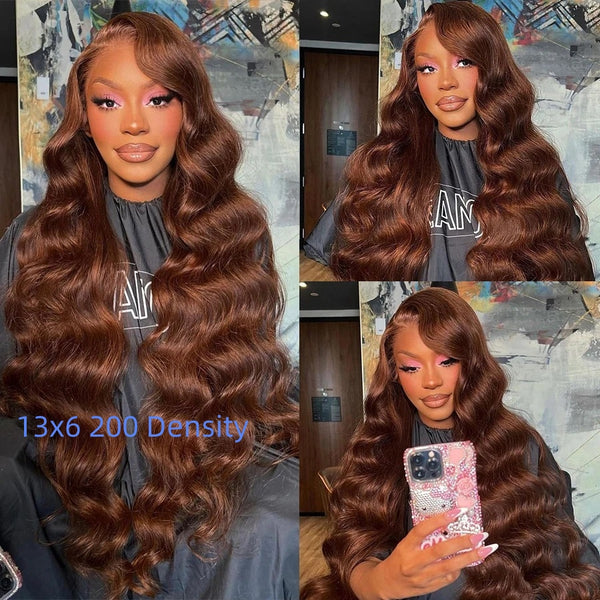 Front Lace Wavy Brown Lace Front Hair Human Wigs - JIMY 