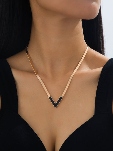 Stylish, Personalized Titanium Steel V-Shaped Necklace With A Sophisticated Look - JIMY 