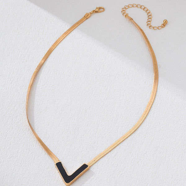 Stylish, Personalized Titanium Steel V-Shaped Necklace With A Sophisticated Look - JIMY 