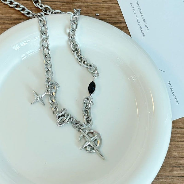 Mangxing Cross Necklace Set Edgy Hip-Hop Style - JIMY 