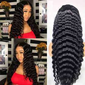 Deep Wave Human Hair Lace Frontal Wigs - JIMY 