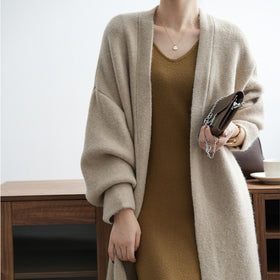 Womens Casual Long-sleeve Solid-color Sweater Cardigan - JIMY 