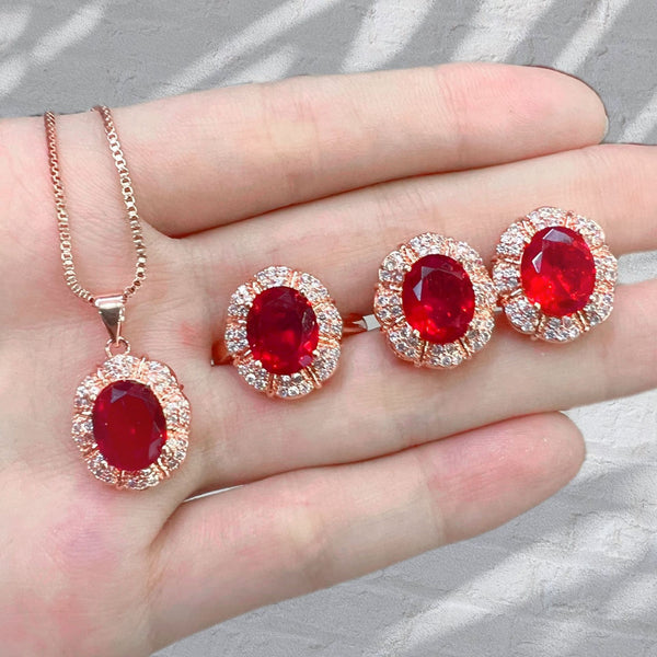 Pendant Necklace Set With Ring For Women - JIMY 