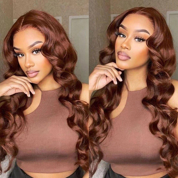 Front Lace Wavy Brown Lace Front Hair Human Wigs - JIMY 