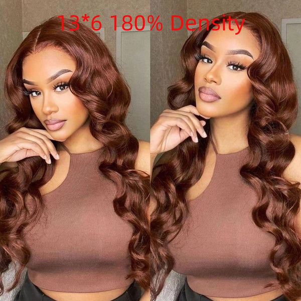 Front Lace Wavy Brown Lace Front Hair Human Wigs - JIMY 