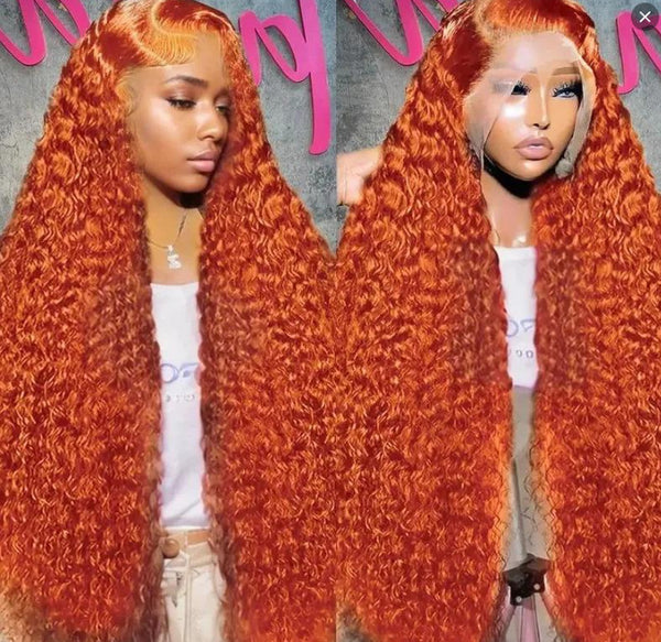 Women's Wig Front Lace Small Roll Brown Long Curling Iron Set - JIMY 