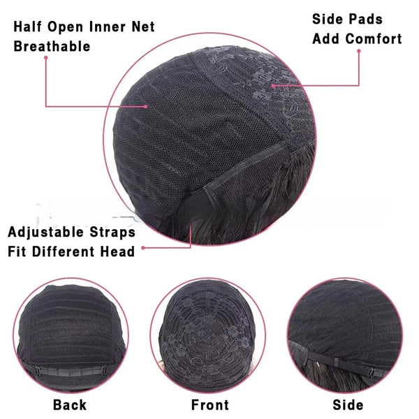 Natural Color Full-mechanism Headgear Straight Fringe Wigs Without Lace - JIMY 