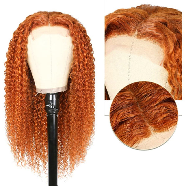Front Lace Small Curly Orange Curly Hair Chemical Fiber Fake Head Cover - JIMY 