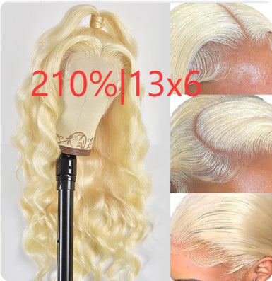 Hand-woven Front Lace Synthetic Wigs Golden Big Wave Long Curly Hair - JIMY 
