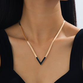 Stylish, Personalized Titanium Steel V-Shaped Necklace With A Sophisticated Look - JIMY 