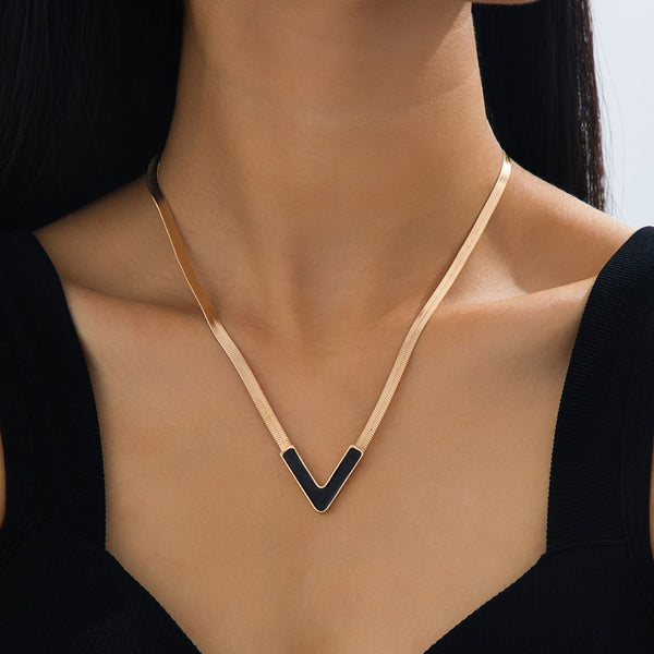 Stylish, Personalized Titanium Steel V-Shaped Necklace With A Sophisticated Look - JIMY 