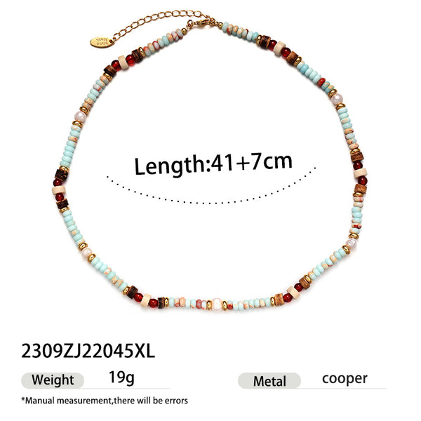 Minimalist And Cold Ins Style Fashionable Design Natural Stone Beaded Necklace - JIMY 